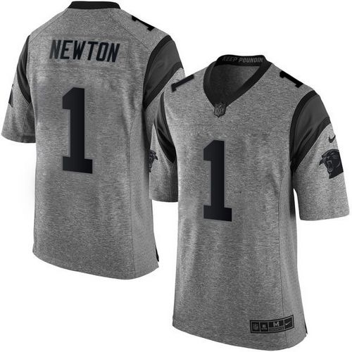 Nike Panthers #1 Cam Newton Gray Men's Stitched NFL Limited Gridiron Gray Jersey - Click Image to Close